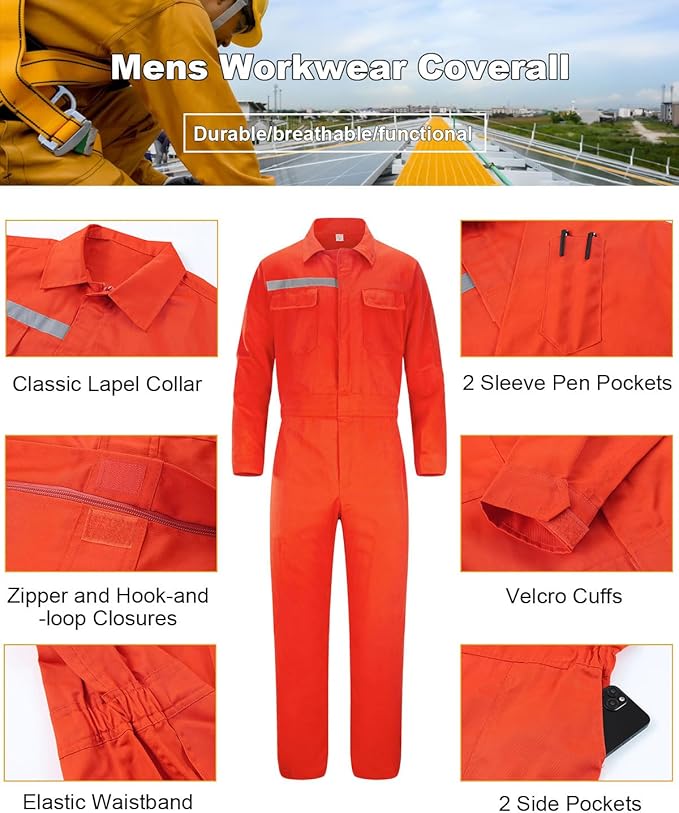 Mens Workwear Coveralls Work Mechanic Jumpsuits Long Sleeve Coverall Work Wear Multi Pockets