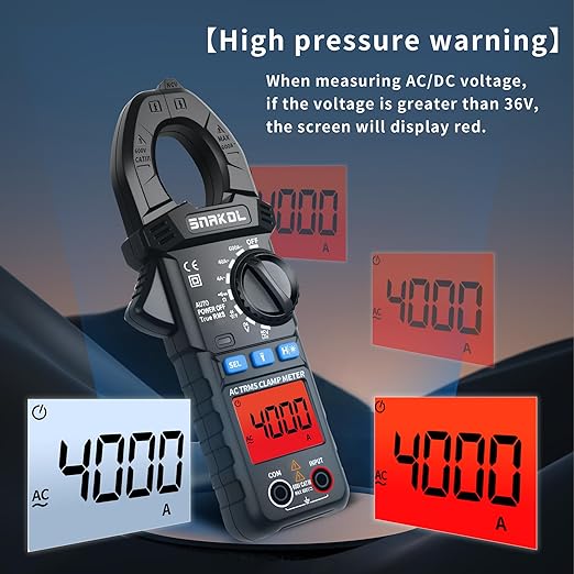 Digital Multimeter Tester 4000 Counts Amp Clamp Meter with 35mm Jaws for AC/DC Voltage and AC Current Meter, Resistance, Diode Capacitance, Continuity, Frequency, Thermocouple, NCV Auto-Ranging