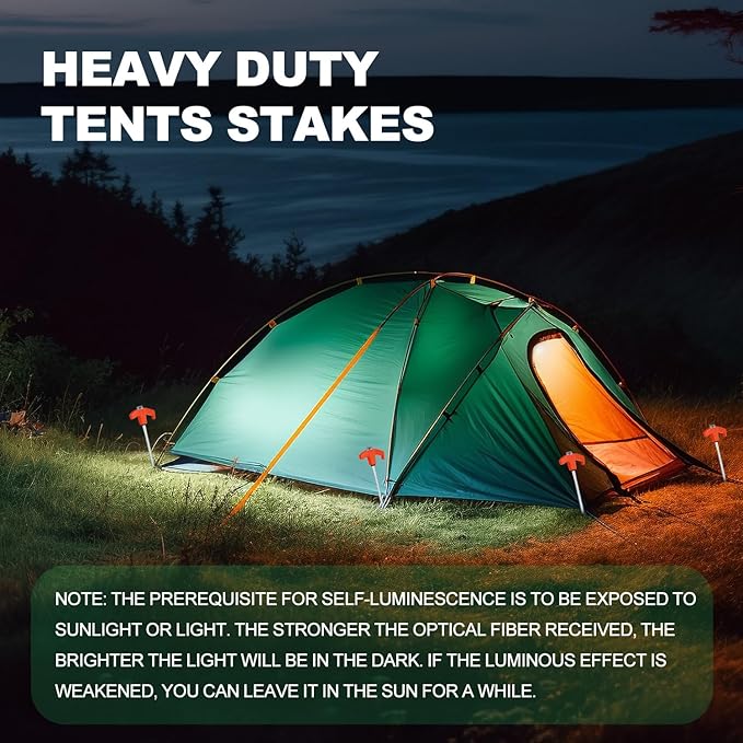 20 Pack Screw in Tent Stakes Heavy Duty,8 ’’ Ground Anchors Screw in,Metal Stakes with Hex Head Driver and Sturdy Storage Box. (20, Orange)