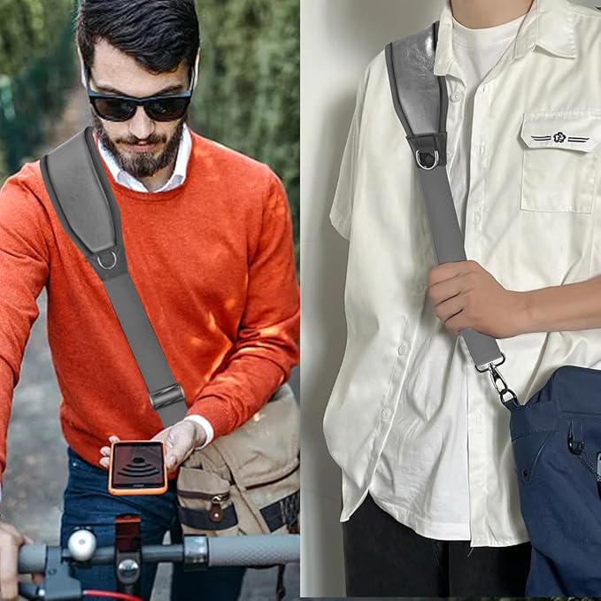 ZINZ Shoulder Strap 78" Belt with Neoprene Thick Padded, Universal Bag Strap with Double Adjustable Buckles and Metal Swivel Hooks,Ideal for Individuals 5'11" and Taller,Gray