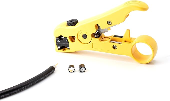 THE CIMPLE CO Coaxial Cable Stripping Tool for RG59, RG6, & RG11, Cable Prep Tool for Category Cable, CAT3, CAT5, & CAT6 Cutter, Universal for Coax and Cat Wire