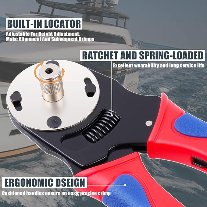 Newdeli Deutsch Crimp Tool Size 16 Deutsch Connector Tool 4 Way Indent 8 Impression Type Closed Barrel Crimper 14 16 18 AWG Solid Barrel Contact & Circular Connector Contacts Pin Crimping Tool