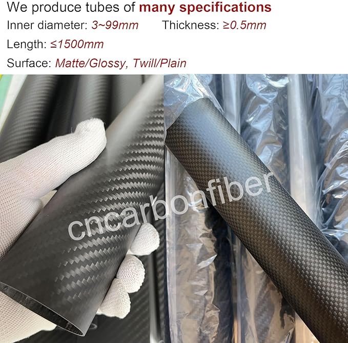 4pcs Carbon Fiber Tube 8mmx6mmx350mm 3K roll Wrapped Twill Matte Finish