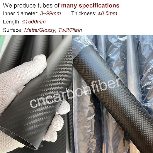 2pcs Carbon Fiber Tube 8x6x500MM 3K Roll Wrapped Twill Matte Finish