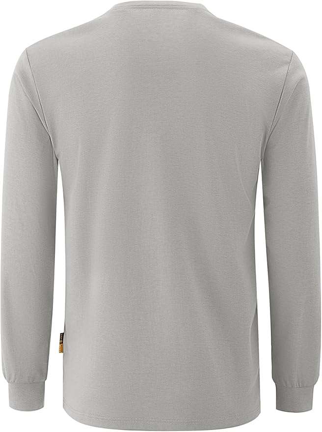 WORKWEYA Men's FR Shirts 6.5oz Lightweight Long Sleeve Flame Resistant T-Shirt NFPA 2112/CAT2