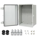 Junction Box IP65 Waterproof Electrical Box Outdoor ABS Plastic Project Box Hinged Shell Universal Enclosure Box with Mounting Plate, Wall Brackets, Cable Glands 11.4" x 7.5" x 5.5"