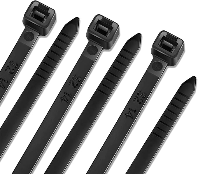 UL Listed Heavy Duty Cable Zip Ties 10 Inch, 200Pcs Industrial Nylon Self Locking Wire Tie Wraps with 50 lbs Tensile Strength, UV & Heat Resistant for Home Office Garage Multiple Use - Black