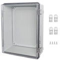 Waterproof Junction Box, ABS Plastic Electrical Box with Stainless Steel Latch, Hinged Cover Electric Project Enclosure Box with Mounting Plate, Wall Brackets,Clear 15.7"x11.8"x7.1