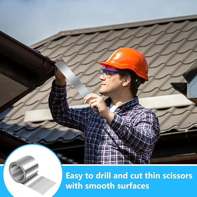 ELECTRAPICK Aluminum Flashing Roll,4in x 10ft Metal Roof Panels,26 Gauge (0.0157"/0.4mm) Aluminum Sheet Roll for Roofing Panels and DIY, Outdoor Gardens,Sealing Windows Doors, Stains Prevention