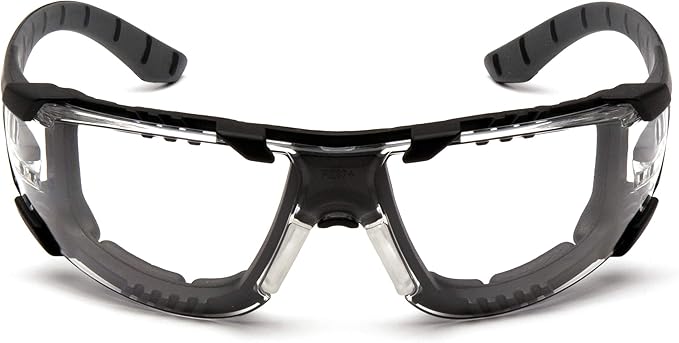 Pyramex Endeavor Plus Safety Glass Black/Gray Frame With Foam Padding Clear H2MAX Anti-fog Lens