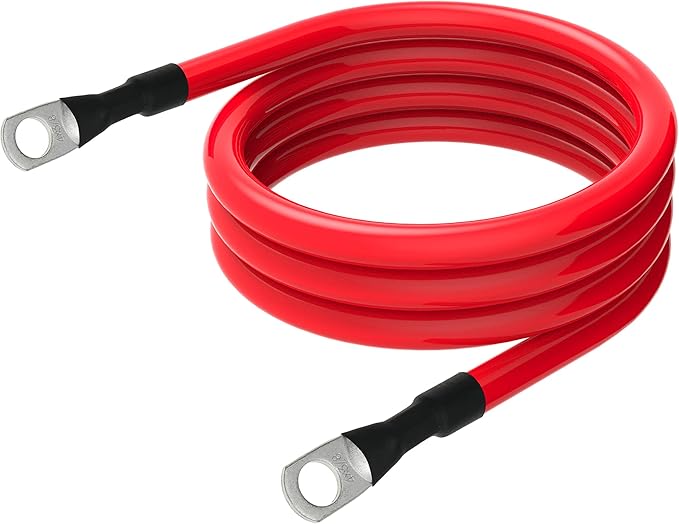 4 AWG Battery Cable 4AWG Gauge Battery Inverter Cables for Automotive Solar Marine Boat RV Car Motorcycle (4 AWG, 6FT, 3/8")
