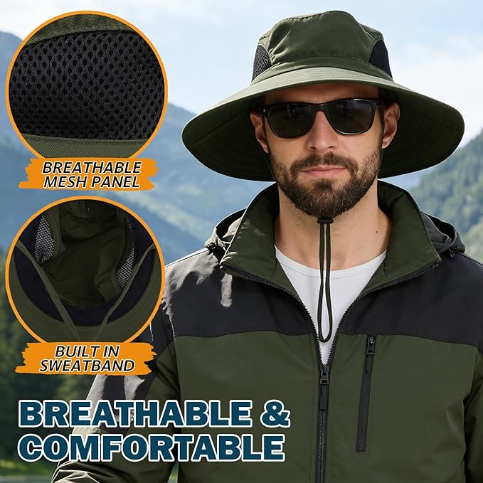 EINSKEY Wide Brim Sun Hat, UPF 50+ UV Protection Waterproof Packable Bucket Hat for Men & Women, Fishing Hiking Beach Garden