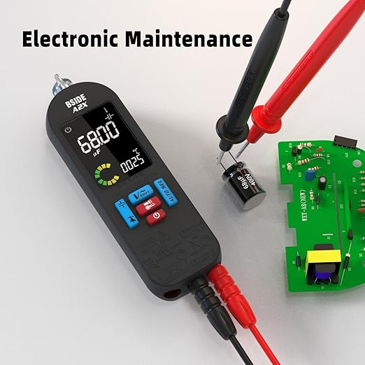 BSIDE Rechargeable Digital Multimeter Electrical Amp Tester Color LCD 6000 Counts Automatic Smart Voltmeter VFC Capacitance Diode AC DC Current Continuity Voltage Tester with Carrying Case