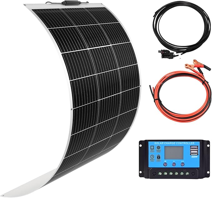 XINPUGUANG Flexible Solar Panel 100W 12V Monocrystalline Solar Kit Hightweight module, 10A charge controller ,Extension cable for RV Boat Cabin Car (100W-1)