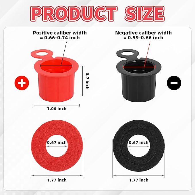 Battery Terminal Covers 6PCS Car Battery Top Post Cap with Shim Vehicle Battery Terminal Insulator Protector for Automotive, RV and Boat