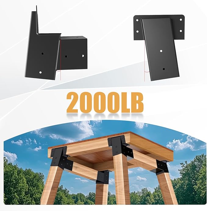 4 Pcs Deer Stand Brackets 4x4 (Strengthen Support, Easy Installation), Outdoor Angle Brackets with Powder-Coated for Deer Stand, Tree House, Shooting Shack & Outdoor Platforms