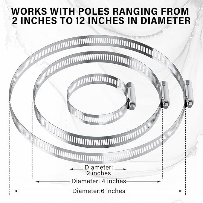 2-in-1 Ring Pole Mount for Cameras and Solar Panels No Drill 360° Adjusted Outdoor Security Camera Pole Mount with 6 Adjustable Metal Loops Compatible with Ring，Blink, Eufy, Wyze