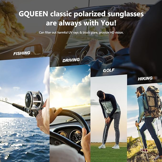 GQUEEN Classic Military Style Pilot Polarized Sunglasses Spring Hinges Al-Mg for mens womens MOS1