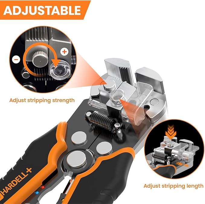 HARDELL+ Wire Stripper Tool, 3-in-1 Automatic Wire Stripper, Self Adjusting Wire Crimping For 10-24 AWG Cables, Electrical Wire Strippers Crimpers With 99PCS Accessory For Stripping, Clamping, Cutting