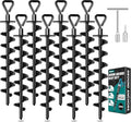 Ground Anchors Screw in, Heavy Duty Ground Trampoline Stakes High Wind Tent Stakes for Tent, Trampoline, Gazebo, Carport, Trap Anchor, Canopies, Swing Set