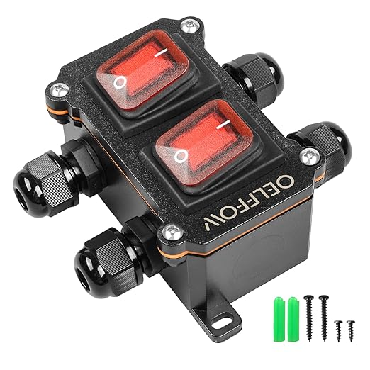 Waterproof On Off Toggle Switch Double Switch with Red Light Rocker Button Inline Cord Switch DPST AC/DC 20A-125V,16A-250V,30A-24V,35A-12V, IP66 4 Exit