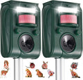 Upgraded Solar Ultrasonic Squirrel Deer Repellent Devices Motion Detection 5 Adjustable Modes, Cat Raccoon Rabbit Dog Deterrent, Animal Repellent with LED Waterproof for Yard, 2P