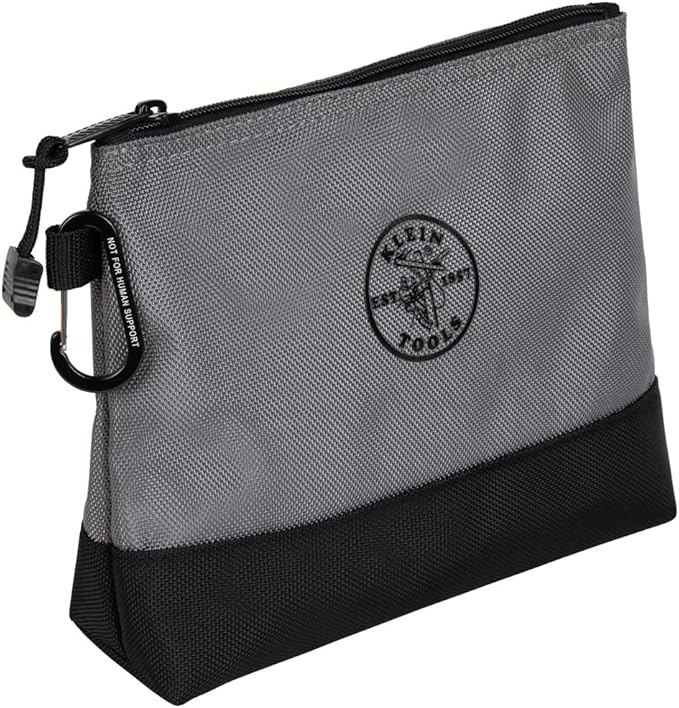 Klein Tools 55569 Stand-Up Zipper Bag Tool Pouch with Carabiners, Reinforced Gusseted Bottoms, Water Resistant 1680d, Multi-Size 5-Pack