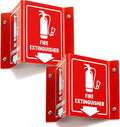 2 PC Fire Extinguisher Signs, 6 Inch Fire Extinguisher Two-Sided Acrylic Projecting V-Sign with Down Arrow, Including Screws