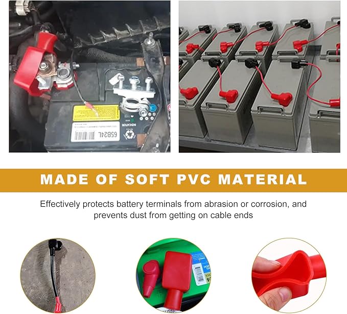 6PCS Battery Terminal Covers, Soft Rubber Car Insulating Battery Terminal Protector, Positive and Negative Poles Stud Cover Top Post Cap for Cars Trucks Motorcycles