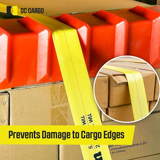 DC Cargo - Heavy-Duty Edge Protectors, 8"x8"x48" (Pack of 4) Strap Protectors for Flatbed Equipment, Unparalleled Cargo Management Solutions for Truckers, Contractors, and Outdoor Enthusiasts