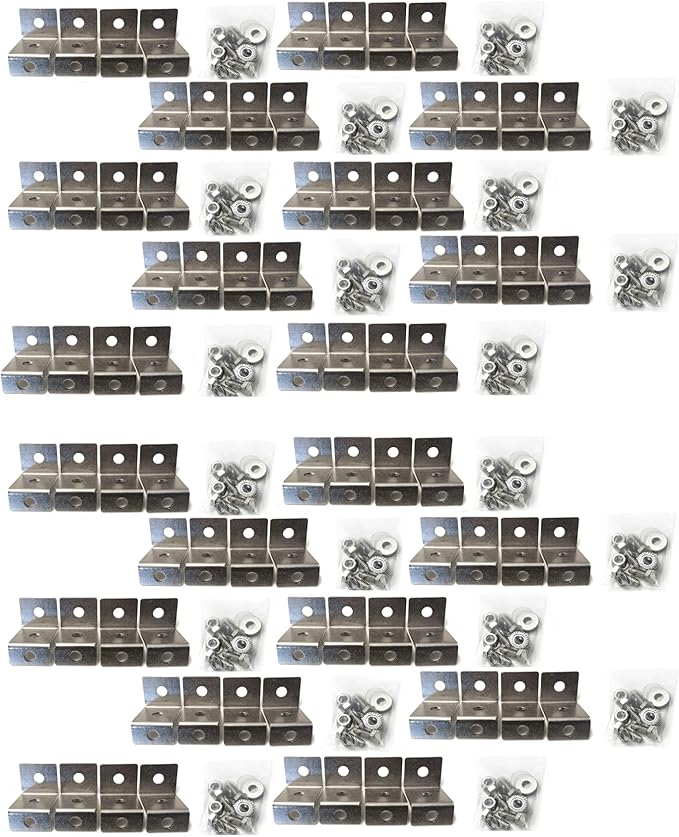iJDMTOY 20 Sets (80pcs) Bulk Solar Panel Z Shape Mounting Brackets Compatible with RV Boat Off Grid and Household Flat Roof or Wall Mount
