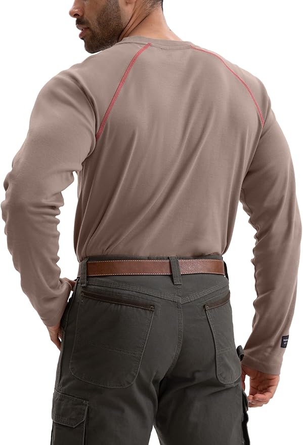 WORKWEYA FR Shirts Flame Resistant Shirt 6.5oz Men's NFPA 2112/CAT2 Long Sleeve Shirt