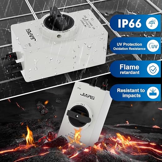 Isolator Switch, Solar Disconnect Switch, 32 Amp DC1200V, with IP66 Waterproof Enclosure, for Rooftop Solar Systems, RVs and Boats