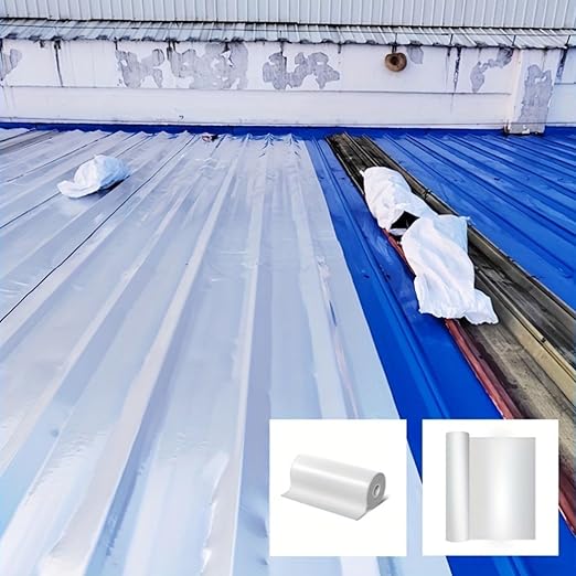Heavy Duty Industrial roof Waterproof Tape, Suitable for Metal Surfaces, Corrugated Roofs, and Iron Plates - Durable, high-Grade sealant, Industrial roof Maintenance (Silvery, 7.874in*196.85in)