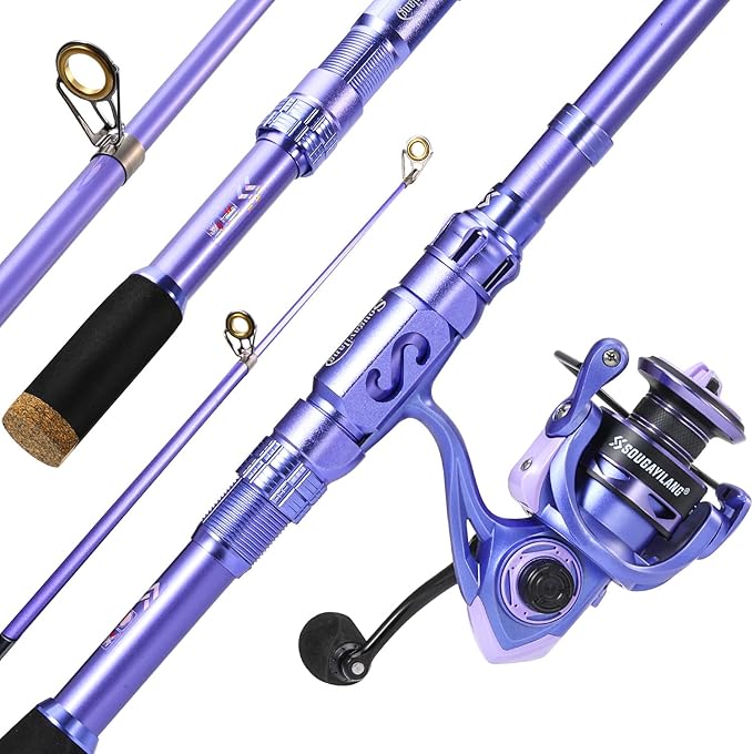 Sougayilang Fishing Rod and Reel Combos Carbon Fiber Telescopic Fishing Pole with Smooth Reel Combo Saltwater Freshwater Kit