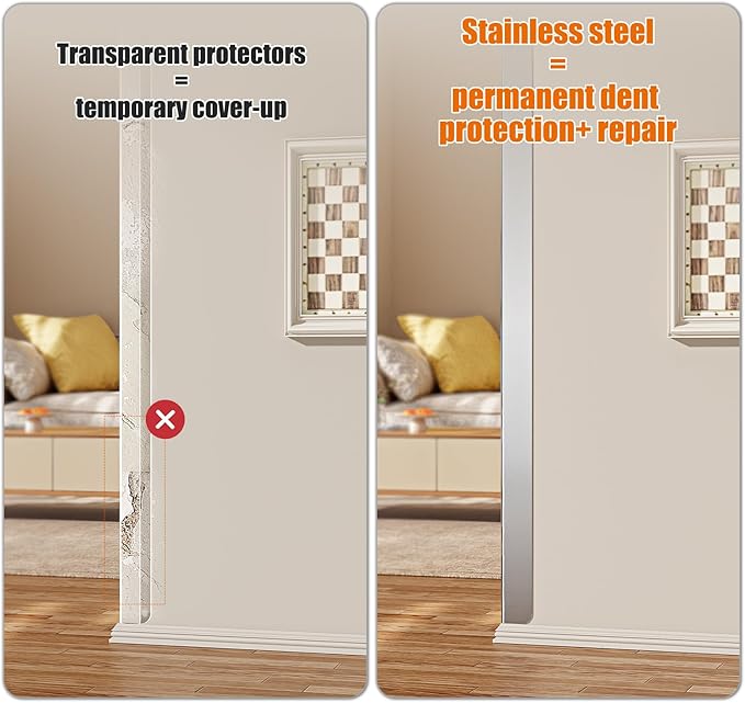 2x2x48 Inch 304 Stainless Steel Wall Corner Guards (10-Pack) Heavy Duty Rounded Corner Protector, Smooth Folded Edge Design for Wall Protection 90° Angle Metal Edge Guard