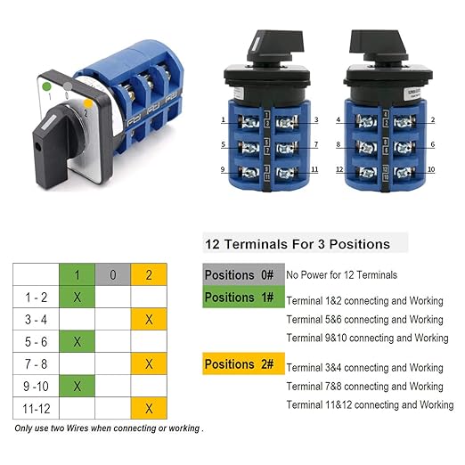 Baomain Universal Rotary Changeover Switch SZW26-63/D303.3 660V 63A 3 Position 3 Phase