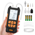 Manometer Gas Pressure Tester, Digital Manometer, -100-200Kpa, 10 Units Differential Pressure Gauge, Max/Min/Data Storage, 2-Port Tester for HVAC/Automotive Brake/Industrial/Lab Calibration (Regular)