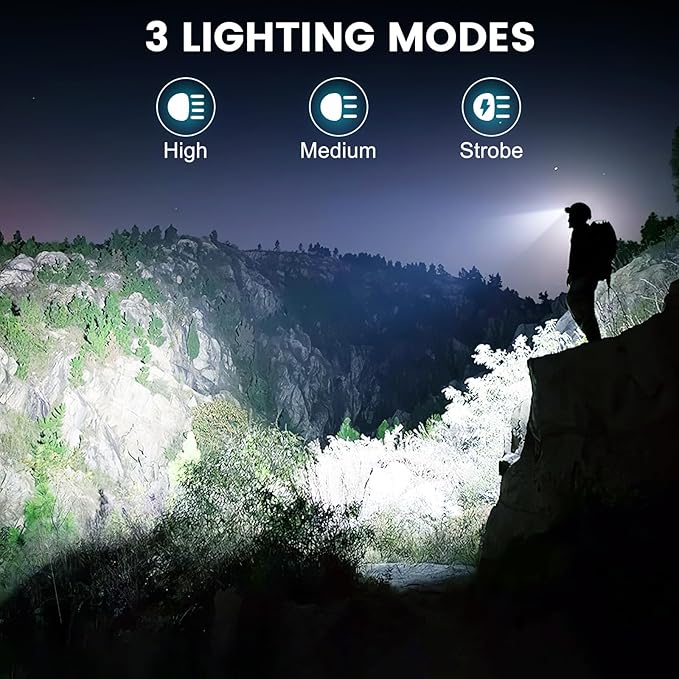Headlamp Rechargeable 99,000LM Super Bright, 2pack LED Head Lamp with 3 Modes, 90°Adjustable Head Lights for Forehead, IPX6 Waterproof HeadLamps for Camping Hiking (2)