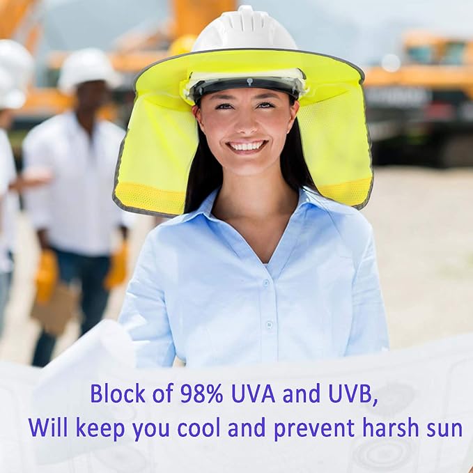 4 Pack Hard Hat Sun Shade - Full Brim Mesh Sun Shield with Reflective Strip Visor