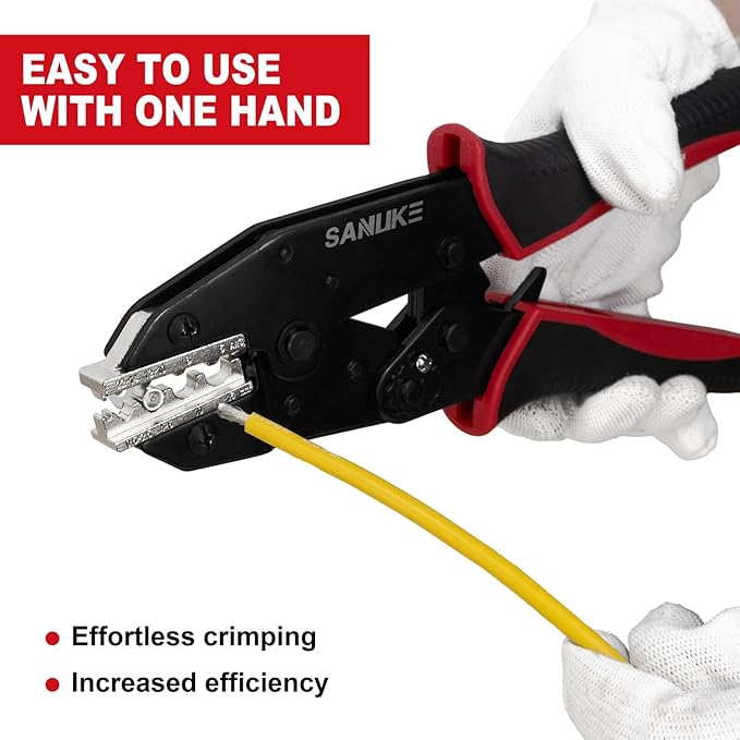 Sanuke Crimping Tool For Non-Insulated Wire Connectors-AWG 22-6 Ratcheting Wire Terminal Crimper-Electrical Crimping Tool for Non-Insulated Connectors