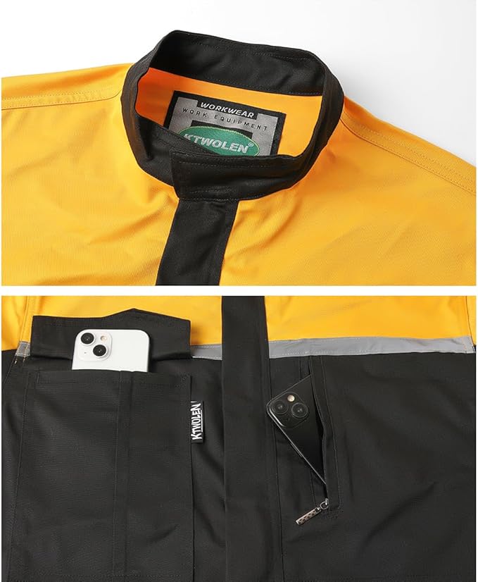 Mens Reflective Coverall Work Mechanics Coverall Work Suit Hi Vis Jumpsuit Bicolor Overalls