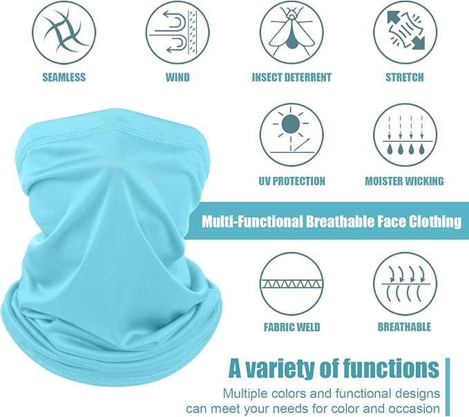 Geyoga 6 Pieces Summer UV Protection Cooling Neck Gaiter Face Clothing Neck Gaiter Mask Scarf Sunscreen Breathable Bandana