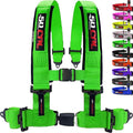 1pc 4 Point Harness for Bucket Seat, Push Release, 10 Color Options, Racing Harness, Race Car, Off Road, UTV, RZR (Green, 3 inch)