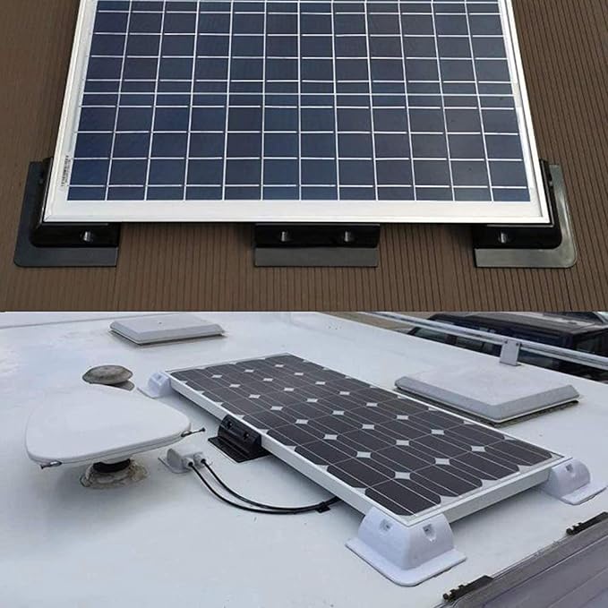 7 Pieces ABS Solar Panel Mounting Brackets,Solar Drill Free Corner Bracket for RV, Boats, Motorhomes,Roof,White