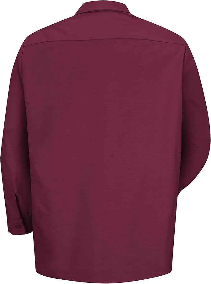 Red Kap Men's Long Sleeve Industrial Work Shirt | Moisture Wicking Button Up, Wrinkle Resistance Fights Fading & Stains