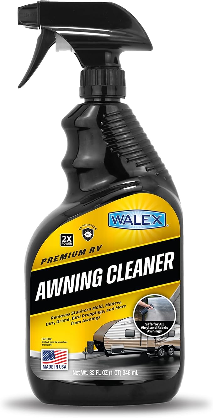 Walex RV Awning Cleaner - Safe for Vinyl & Fabric, Dissolves Tough Stains, Mold, Mildew, Dirt, Bird Droppings & More; Extends Awning Lifespan for RVs, Campers, Trailers & Motorhomes, 32 oz