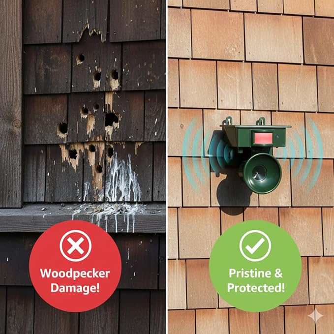 2026 Solar Ultrasonic Bird Repellent Devices Outdoor Solar Woodpecker Deterrent for House Outdoor Waterproof Pigeon Deterrents for Outside to Keep Pigeon Crows Starlings Out of Yard Garden Balconies