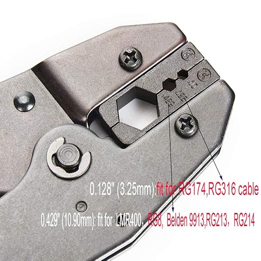 Crimper Tools for RF connector LMR400,RG8,RG9,Belden 9913,RG213,RG214,RG174,RG316 RF Coaxial Cable,Crimp Tool Hex Die with 0.429" (10.90mm) for all 400 type cables