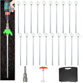 20 Pack 10" Screw in Tent Stakes Heavy Duty, Glow in The Dark Metal Stakes with Hex Head Driver, Ground Anchors for Camping, Patio, Awning, Canopy, and Windy Conditions